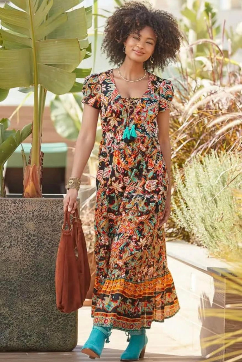 Saffron Border Print Dress